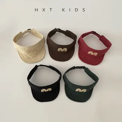 Baby's M-Letter Embroidered Black Visor Cap