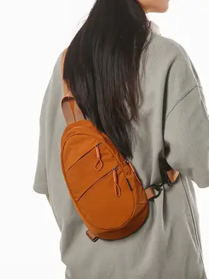 Orange Crossbody Bag for Men Women 2025 Lightweight Nylon Travel Luggage