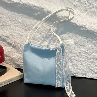 Light Blue Lace Tote Bag for Women