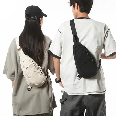 Women's Diagonal Chest Bag Black White Travel Backpack