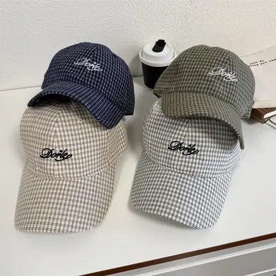2025 Spring Cap Women Letter Embroidered Plaid