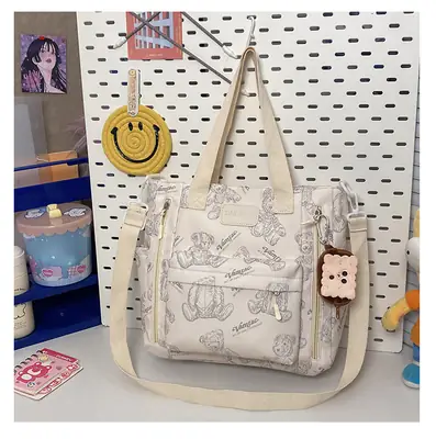 2024 New Vintage Bear Tote Bag with Long Strap