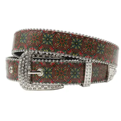 Rhinestone Printed Women's Belt Ethnic Pattern