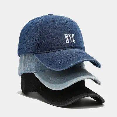 American Style Retro Denim Letter Cap Women's Artistic Tooling Hat Men's Outdoor Sports Baseball Cap