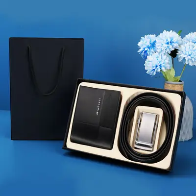 Men's Automatic Buckle Belt Wallet Gift Box