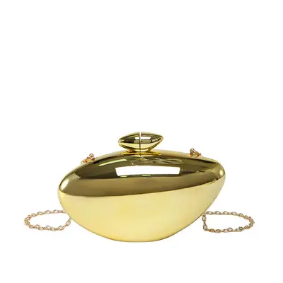 Oval Gold Acrylic Evening Bag for Women