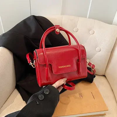 Red Minimalist Square Handbag for Women 2026