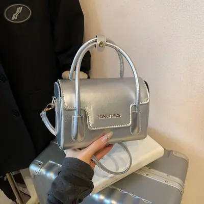 Silver Minimalist Shoulder Crossbody Bag for Women 2025