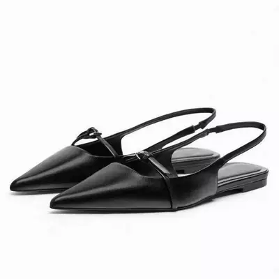 Black Pointed Toe Sandals with Adjustable Strap
