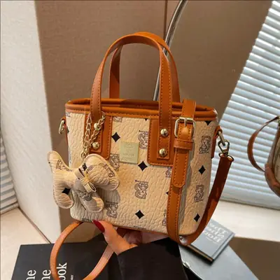 Women's Korean Printed Shoulder Crossbody Bag Brown Beige