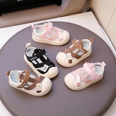 Baby's Casual Strap Sandals Brown White Soft Soles