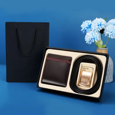 Men's Automatic Buckle Belt Wallet Gift Box