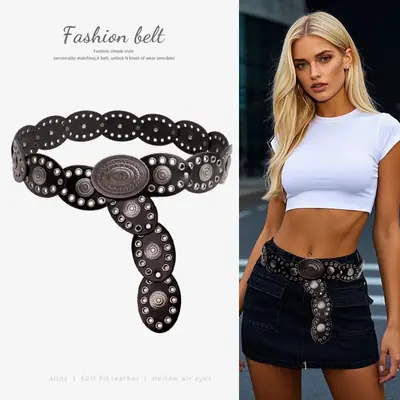 Oval Buckle Belt for Women Retro Dress Pants Decorative Belt