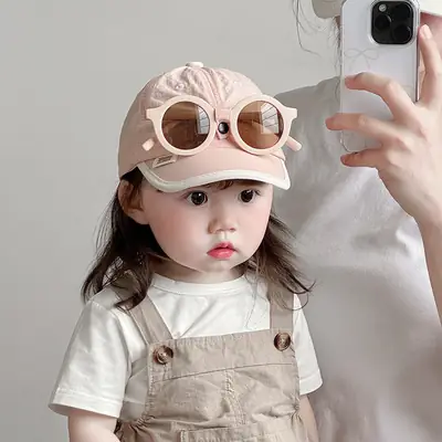 Kids Detachable Sunglasses Cap Summer Hat for Girls Boys