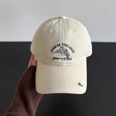 Korean Style Embroidered Baseball Cap White 2025