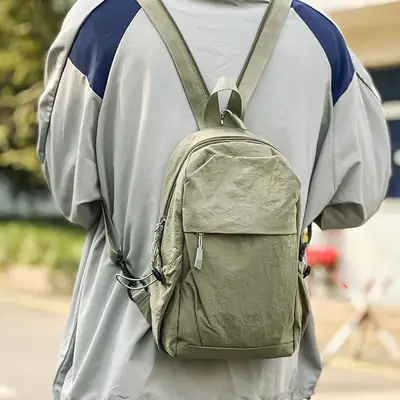 Men's Green Crossbody Backpack with Multiple Pockets