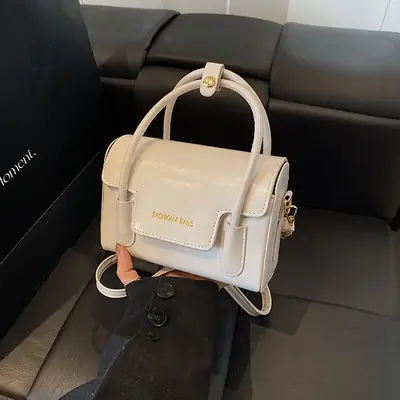 Women's White Leather Shoulder Bag 2025 New Fashion