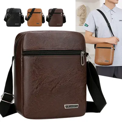 New Business Commuter Men's PU Leather Shoulder Bag Brown