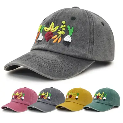 Women's Green Embroidered Cap with Floral Design