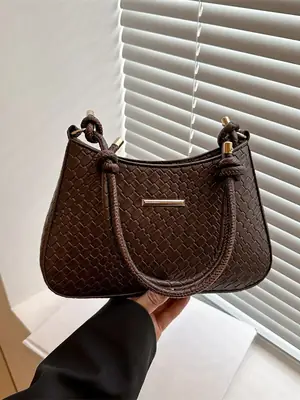 Vintage Brown Textured Underarm Bag for Women