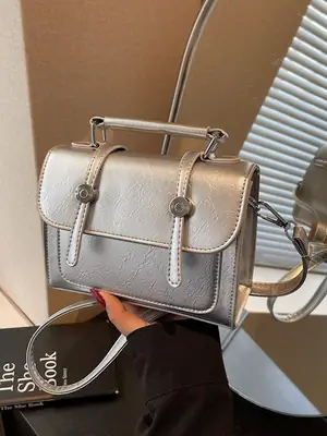 Women's Silver Leather Shoulder Crossbody Bag 2025