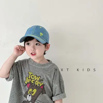 Kids Cotton Cap with "Tow & Feather" Print Brown