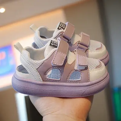 Children's Semi-Sandals 2026 Summer Toddler Non-Slip Soft-Soled Walking Shoes for Boys and Girls Breathable Mesh Baby Shoes Frame Shoes