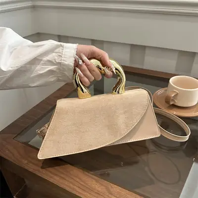 Nude Suede Shoulder Bag for Women 2025 Summer