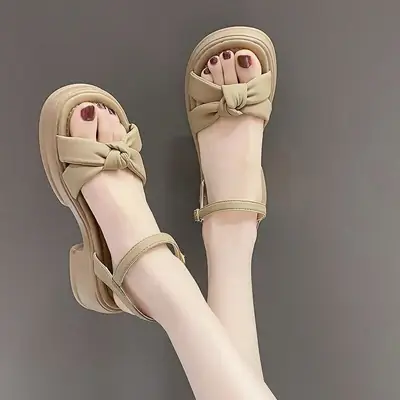 Women's Black Bow Sandals Summer 2025