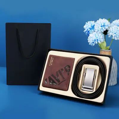 Men's Leather Belt Wallet with Automatic Buckle