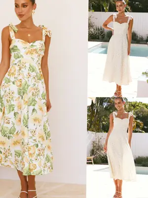 Women Printed Strap Dress Summer 2025