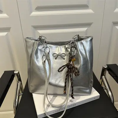 Silver Korean Style Shoulder Bag for Women 2025