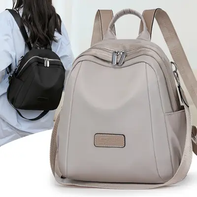 Women's Lightweight Western-style Backpack Grey Beige Travel Multi-functional