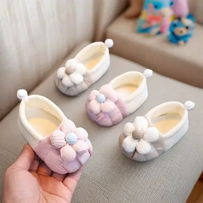 Baby Shoes Spring and Autumn Girls' Small Month Old Baby Shoes and Socks One-piece Breathable Cotton Shoes Waterproof Toddler Shoes