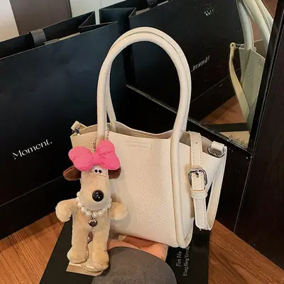 Women's Cross-Border Handheld Bucket Bag with Cute Doll Decor