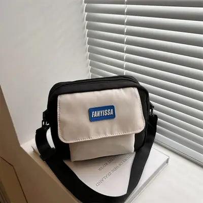 2025 Canvas Crossbody Bag Black Beige Student Casual