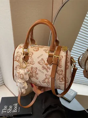 Women's Printed Crossbody Bag with Leather Handles