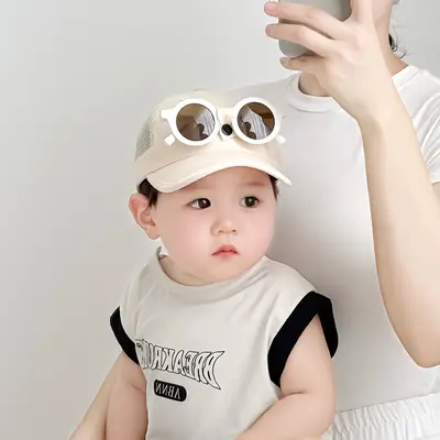 Baby Sun Hat with Sunglasses Korean Style Detachable