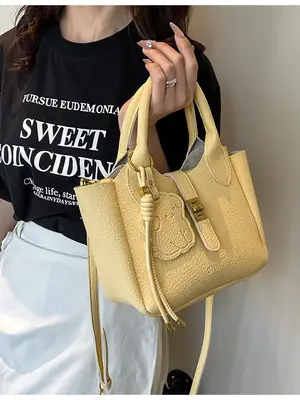 Women Crossbody Bag Yellow Leather 2026 Summer