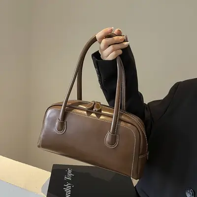 Women's Brown Leather Shoulder Bag 2026 New Fashion