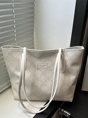 Women's 2-Piece Embossed Tote Bag Set White