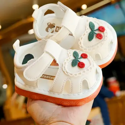 Toddler Sandals White Red Bow 1-2Yrs Non-Slip