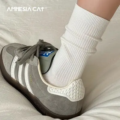 White Socks for Women, Mid-Calf Length, Thin Cotton Socks for Spring and Autumn, 2025 New Popular Style, Suitable for German Training Shoes, Long Socks