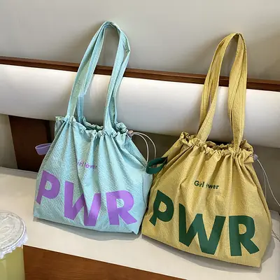 2025 Drawstring Shoulder Bags with Retro Letter Print