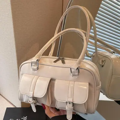 New Style Casual Boston Bag 2025 Spring Fashion Trend Women's Simple Shoulder Commuter Bag