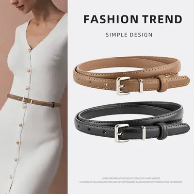 Women's Genuine Leather Vintage Buckle Slimming Belt Brown