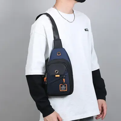 Men's Korean Style Oxford Cloth Chest Bag Blue