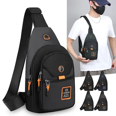 Men's Black Oxford Crossbody Bag with 3 Sizes
