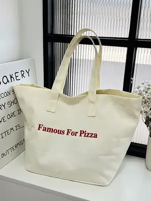 Famous For Pizza Canvas Tote Bag Extra Large
