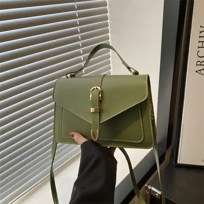 Green Textured Women's Shoulder Bag 2025 Spring Summer